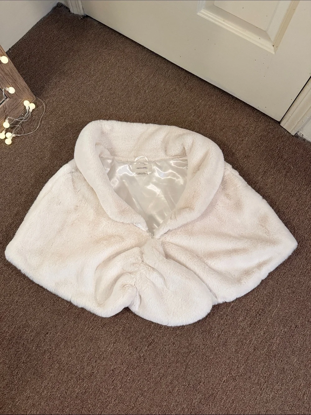 BHLDN Maxime Satin-Lined Faux Fur Wrap
